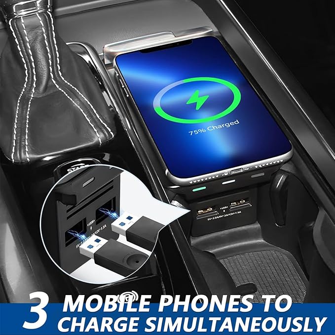 Wireless Car Charger for Volvo XC90 S90 V90 XC60 V60 S60 2023 2022 2021 2020 2019 2018 2017 Accessories, 15W Wireless Fast Charging Phone Charger Pad