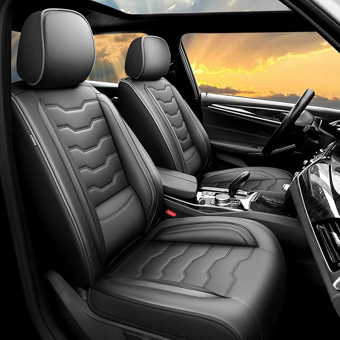 Fit Accord Car Seat Covers Premium Leather for Honda Accord 2012-2025 2026. Waterproof， Breathable, Scratch-Resistant & All-Weather Seat Cushion Protector（Full Set,Black