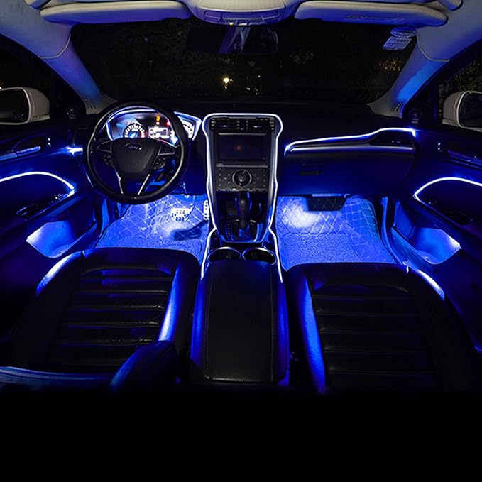 64 Colors Car Ambient Lighting Fiber Optic APP Control Multicoloured Music Car Atmosphere Decorative Lighting Kit 1W DC 12V-24V 4m