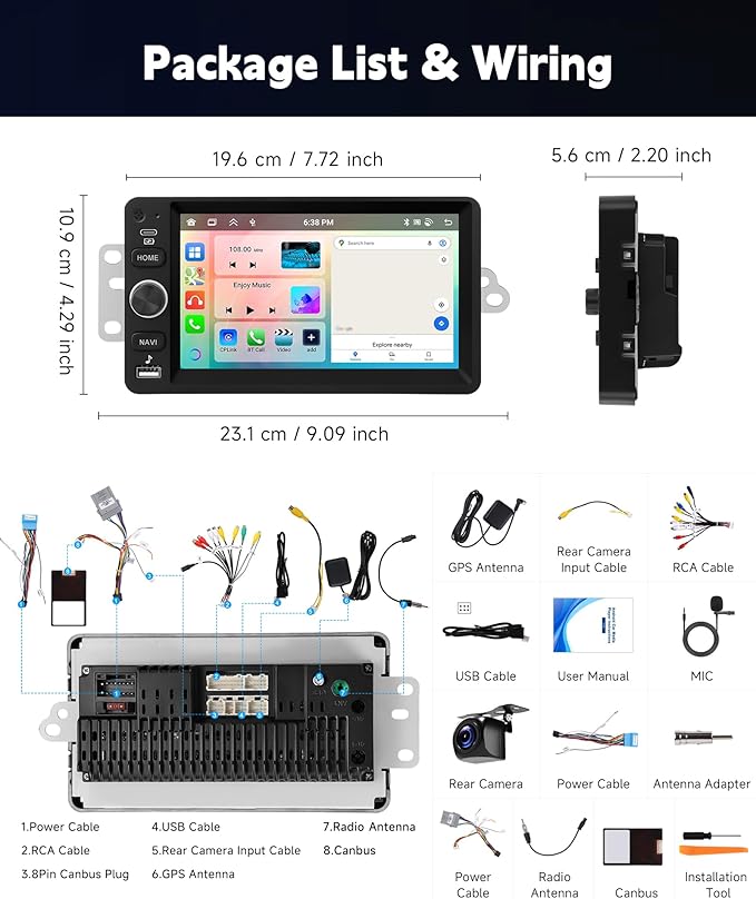 8Core 4+64G Car Stereo for Chevrolet Chevy Silverado Impala Tahoe GMC Sierra Yukon Hummer H2 Android Car Radio 5G WiFi Wireless Carplay Android Auto,7” IPS,GPS,SWC,Bluetooth,Backup Camera for B-OSE