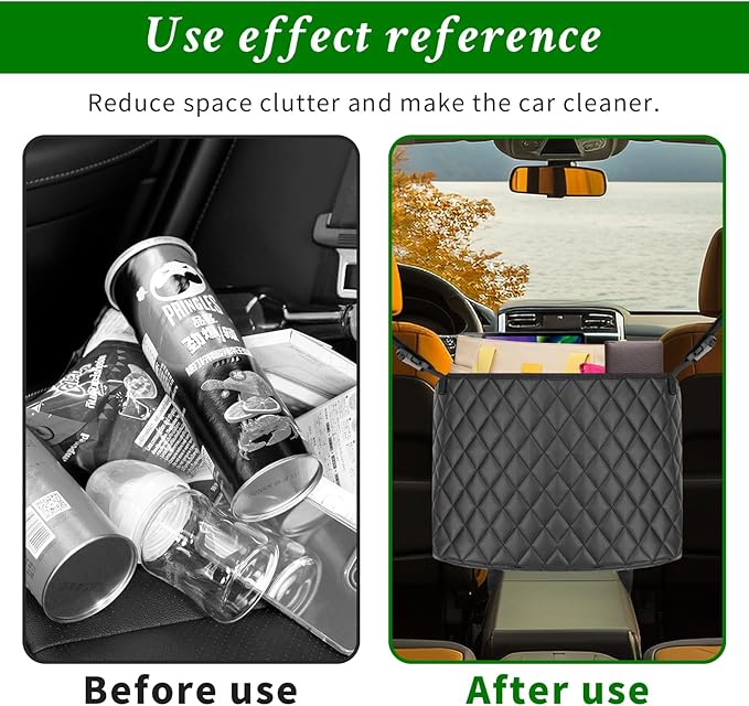 Car Net Pocket Handbag Holder，Purse Holder for Between Seats，Leather Seat Back Organizer Mesh Large Capacity Bag，Handbag Between The Two Seats