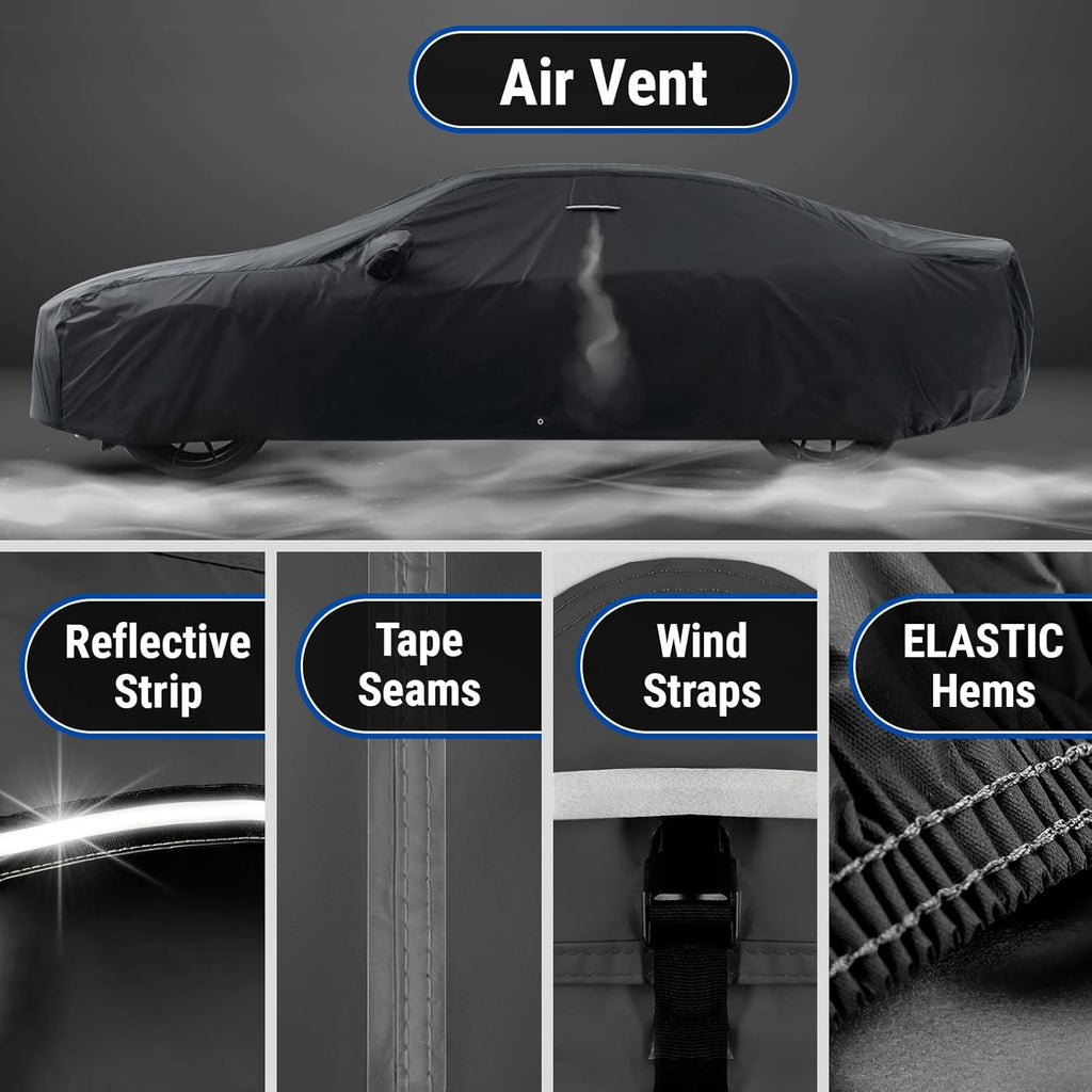 iCarCover Custom Car Cover for Chevy Lumina Coupe (1990-1994) Waterproof All Weather Rain Snow UV Sun Protector Full Exterior Indoor Outdoor Car Cover (Stripe - Black/Gray)