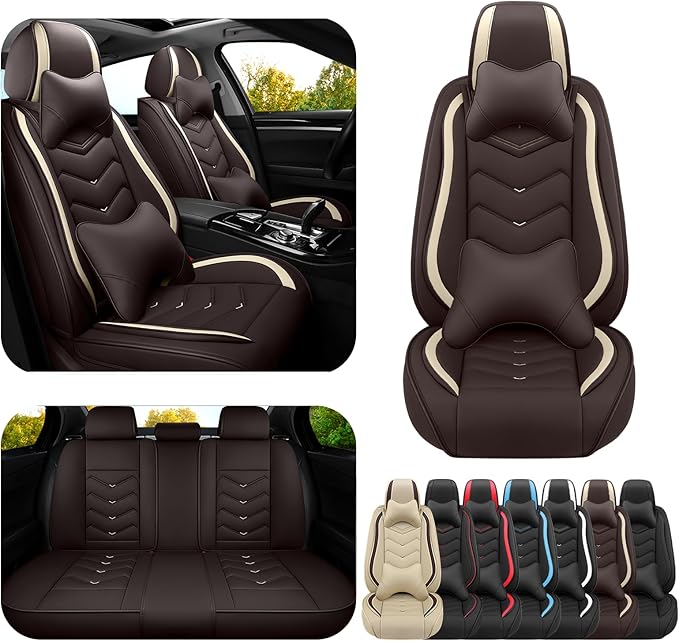Car Seat Covers for Lexus ES 350 2007-2025, Premium Nappa Leather Car Seat Cover, Stylish Sport Seat Covers， Automobile Seat Cover Sets.(Luxury 5 Seats/Coffee Color)