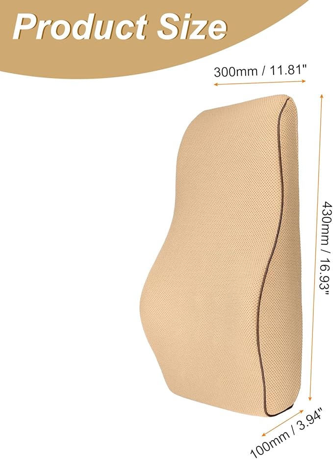 HARFINGTON Lumbar Support Pillow Memory Foam Gaming Office Chair Desk Ergonomic Back Cushion for Home Driving Car Seat, Camel