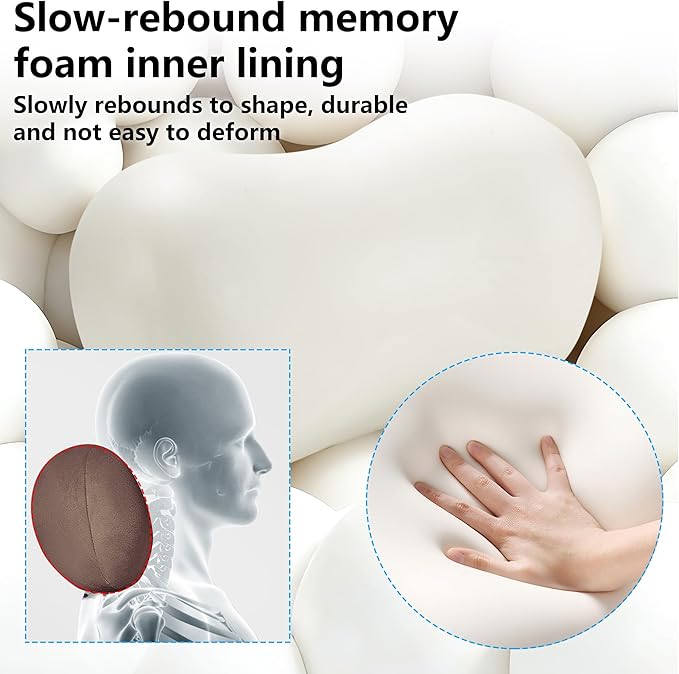 Car Neck Pillow Ergonomic Design Memory Foam Softness Car Headrest Pillow for Neck Support Cushion for Driving, Universal Fit Head Rest Travel Pillow, Fits All Vehicles, Brown, 2 Pack