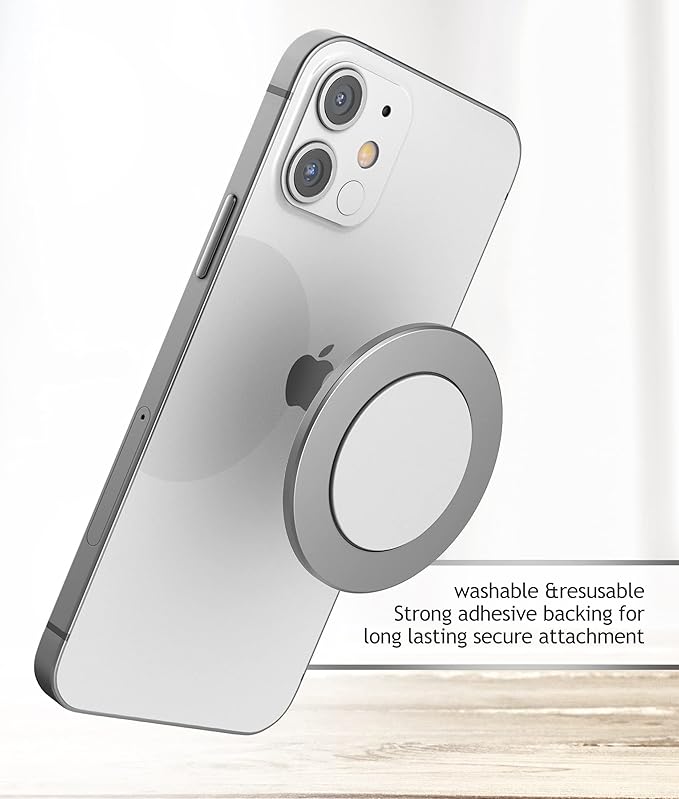 ENCASED Stick-on iPhone Holder, Compatible with MagSafe Mount (Ultra Slim 0.15") Secure Magnetic Mounting Disk for Wall, Car Dash, Home Gym, Kitchen Fridge Accessories (Adhesive Sticker Back)