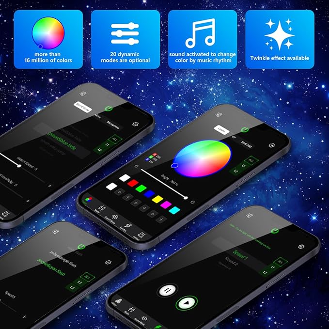 AMKI High Brightness 50W Twinkle Sound Mode RGBW Light Source Engine Driver Remote/APP Control Starlight Box Motor for Fiber Optic Star Ceiling Light Kit