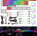 Car Interior Lighting, 22-in-1 HMYC 128 Colorful LED Acrylic Fiber Optic Strips, Universal Decorative Ambient Lighting with Music-synced Rhythm, app Control, RGB neon Lighting for All Cars