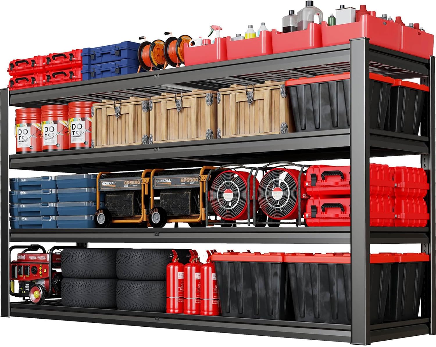 67" Wide Garage Shelving Unit, 67" W x 24" D x 68" H, Heavy Duty Garage Storage Shelves,3500 LBS Capacity, Industrial Adjustable Shelves for Basement Warehouse