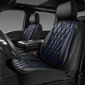 CAR PASS Piping Luxury PU Leather Two Front Car Seat Covers,Waterproof Anti- Slip Seat Covers Compatible with Front Seat Armrests,Universal Fit for Suvs,Vans,Trucks,Airbag Compatible(Black and Blue)