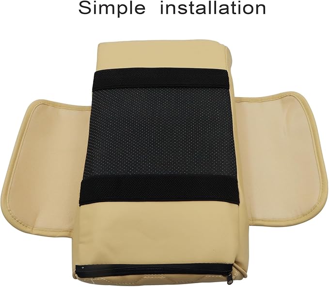 Priprilod Beige Car Center Console Armrest Pillow, Memory Foam with Cup Holder and Cell Phone Holder, Multifunctional Car Center Console Organizer, Universal Fit for Most Car Interior Accessories