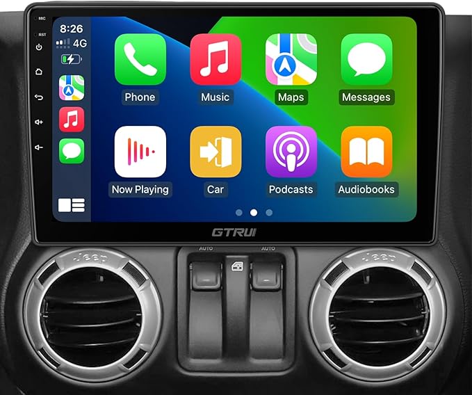 8-Core 4+64GB Android Car Stereo for Jeep Wrangler JK/Unlimited (2007-2018), Dodge Ram Grand Cherokee,Wireless CarPlay/Android Auto GPS BT WiFi Rear Camera 10.1" QLED