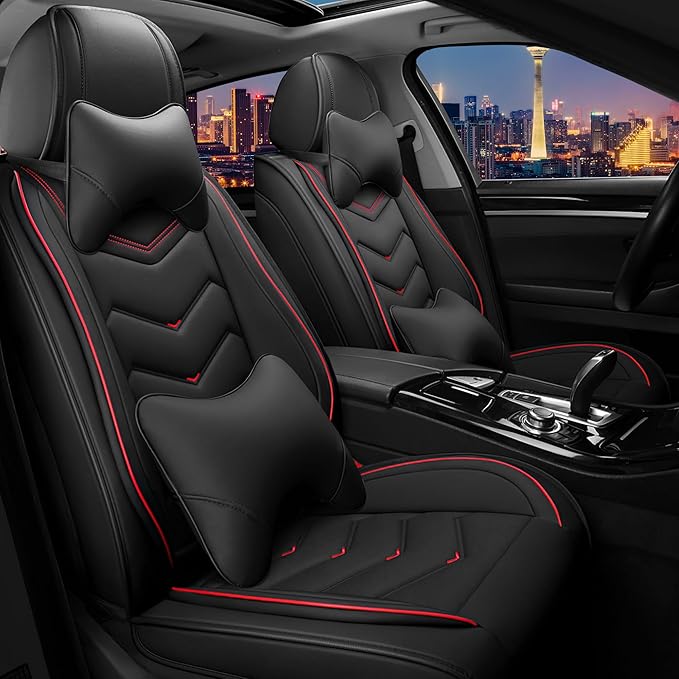 CTDS Car Seat Covers for Chevy Equinox 2005-2026, Stylish Sport Seat Cover, Premium Nappa Leather Car Seat Cover. Automobile Seat Covers Sets.(Luxury 2 Seats/Black)