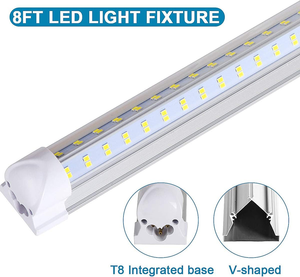 (Pack of 20), 8FT LED Shop Light Fixture - 150W 19000LM, 6000K Cold White, T8 Integrated V Shape 8' Tube Lights, High Output Bulbs for Garage Warehouse Workshop,8Feet 8Foot Led Fluorescent Bulbs