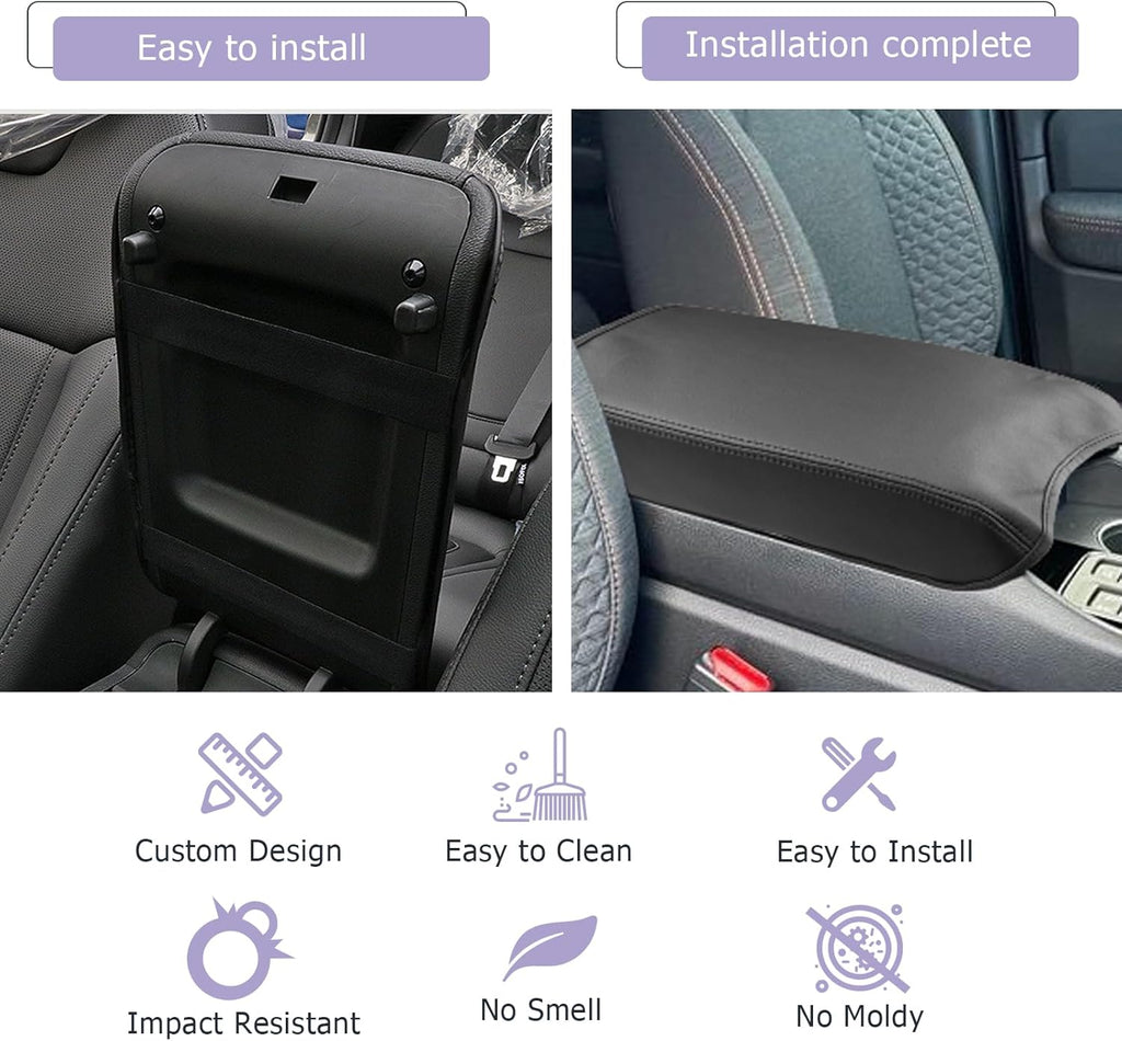 LUWU Center Console Cover Compatible with 2023 2024 2025 Honda Pilot & 2024 2025 Ridgeline & 2024 2025 2026 Honda Passport Accessories Armrest Console Cover Interior Accessories Leather (Thin Black)