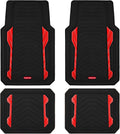 Rubbermaid Car Floor Mat, Heavy Duty All-Weather Car Mats Full Set with Dual-Tone Red Aluminum Inserts – Universal Fit, Anti-Slip Backing, Trim-to-Fit for Most SUV, Sedan, Van