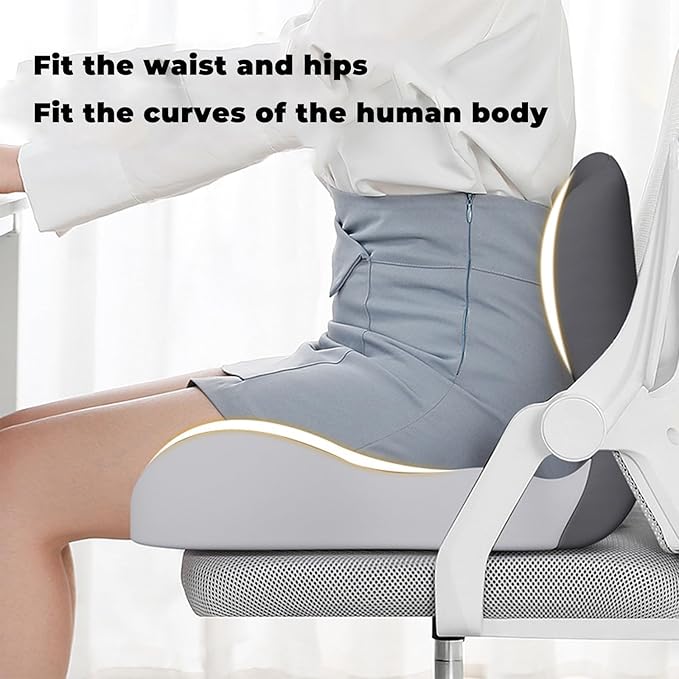 Back and Seat Cushion, Soothe+Cushion,Car Seats with Lumbar Support,Memory Foam Non Slip Skin with Back Support for Office Chair, Car (Color Matching C)