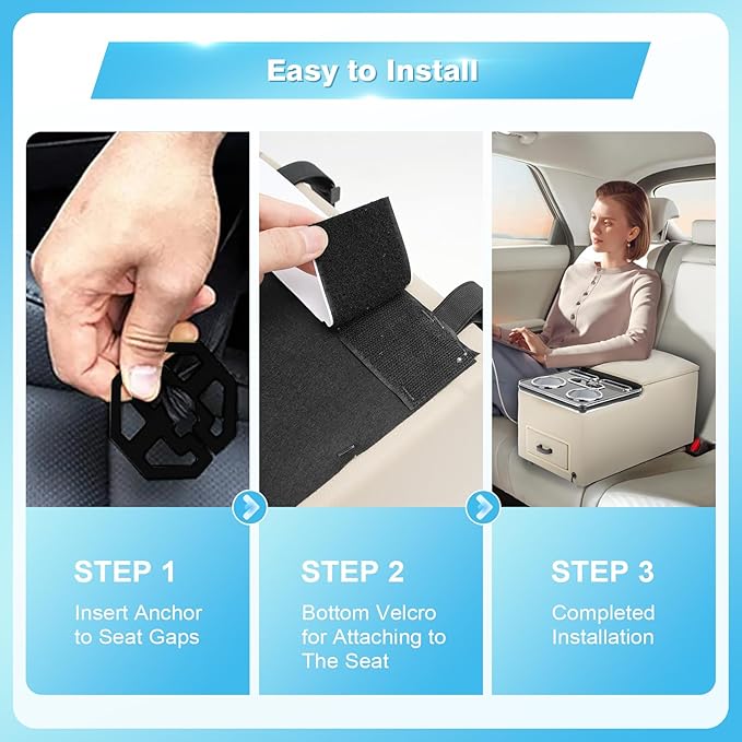 Center Console, Universal Bench Seat Center Console with Fast Phone Charging， Back Seat Car Organizer, Automotive Center Console with Cup Holder & Phone Holder (Beige)