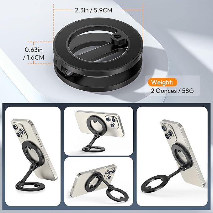 Itramax Magnetic Golf Cart Phone Holder for iPhone 17 Air,Alloy Golf Cart Phone Mount,Dual Sided Magnetic Ring Stand for iPhone 16 Pro Max Plus 15 14 13 12 Mini,Mag/Safe Case,EZGO,Club Car,Yamaha,Icon