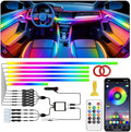 Interior Car LED Strip Lights,Acrylic LED Lights for Car with Dynamic Dreamcolor Chasing,175 inches 10 in 1 RGB Neon Strip Fiber Optic Ambient Lighting Kits with Remote APP,for Inside car Decorations