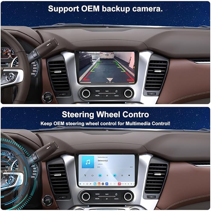 4G Network QLED Radio for GMC Yukon Chevrolet Chevy Tahoe Suburban 2015 2016 2017 2018 2019 Non-Bose Upgrade,8-Core Touch Screen Stereo,Wireless CarPlay & Android Auto