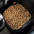 Leopard Print Car Seat Covers Fluffy Front Rear Car Seat Covers Set Lumbar Support Pillow Car Accessories for Women (backrest) (Front seat Cover)
