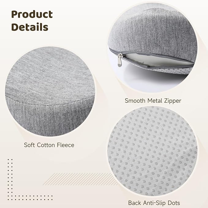 Memory Foam Car Seat Cushion with Lumbar Support, 15.7 X 16.9 X 11.4 in, Gray, Ergonomic Design for Office and Car, Non-Slip