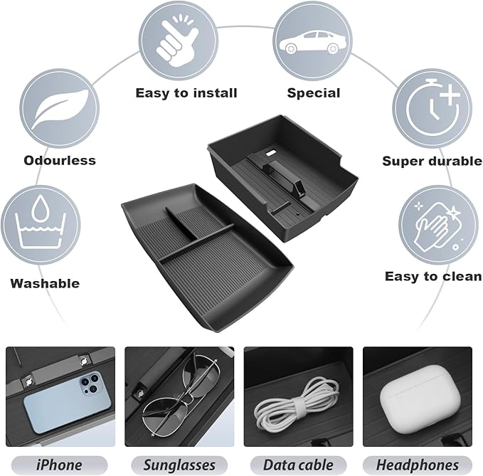 SKTU 2-Pack for 2024 2025 2026 Chevy Traverse Center Console Organizer for 2024 2025 2026 Chevy Traverse Console Tray 2024 2025 2026 Chevy Traverse Accessories Lower Console Tray