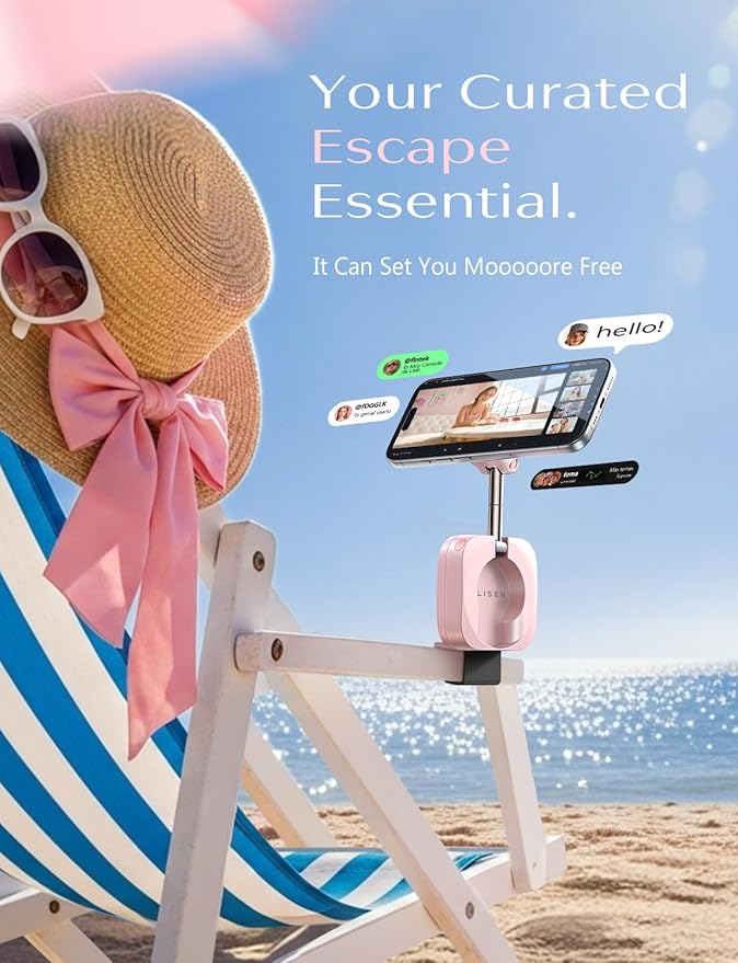 LISEN Airplane Travel Essentials for Women Men Phone Holder for Desk MagSafe Phone Travel Size Accessories Airplane Gadgets Office Desk Decor Accessories for Women Pink Room Decor,Pink