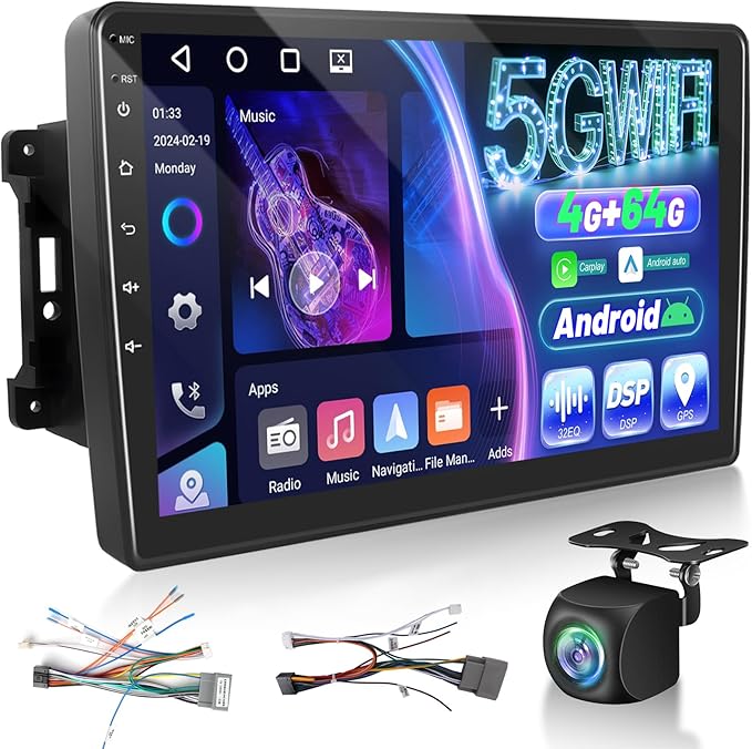 EKAT Car Radio Stereo for Jeep Wrangler JK 2007-2018 Compass Grand Cherokee Dodge Ram with Carplay/Android Auto Upgrade 4GB+64GB