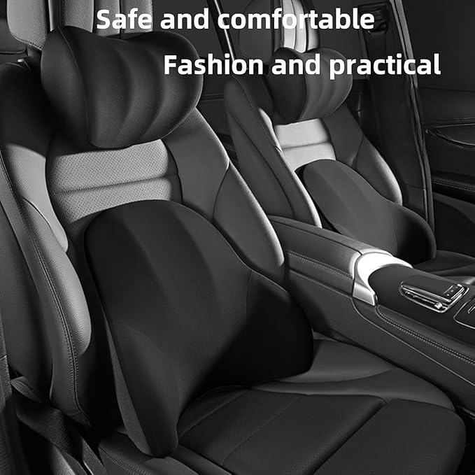 Car Headrest Lumbar Support Cushion for Toyota RAV4 5.Generation RAV4 Hybrid PHEV/RAV4 Prime 2018-2022, Ergonomic Seat Headrest Cushion for Neck Back Pain Relief Memory Foam Breathable Removable Cover