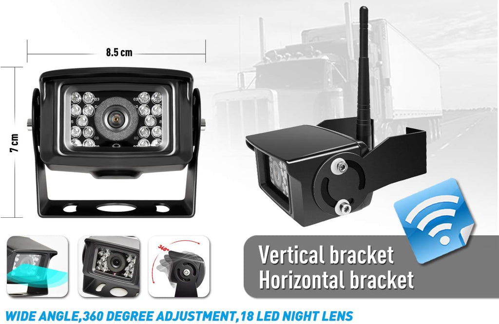 Digital Wireless Backup Camera System Kit, IP69 Waterproof Wireless Rear View Camera + 7’’ LCD Wireless Reverse Monitor for RV/Truck/Trailer/Bus/Camper/5th Wheel (W01-7 inch)