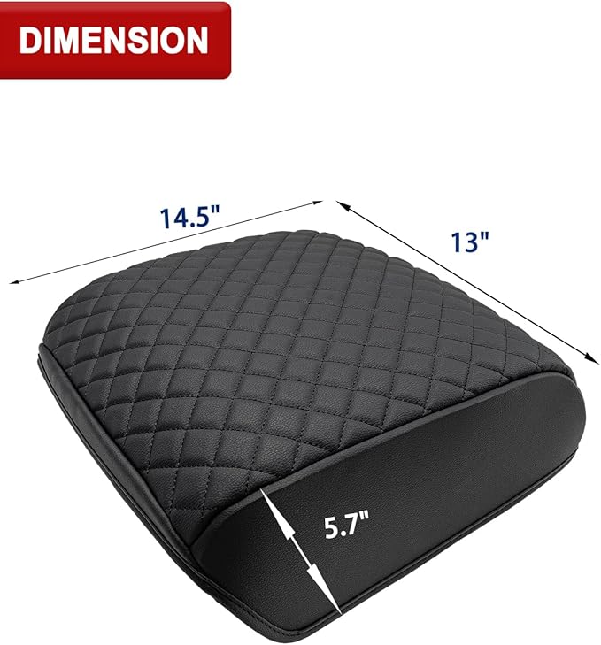 KBH Center Console Armrest Cover for Infiniti QX56, QX80 2011-2017, Interior Accessories, Middle Console Lid Cushion Pad, Arm Rest Cover Protector, Vinyl Leather, Black