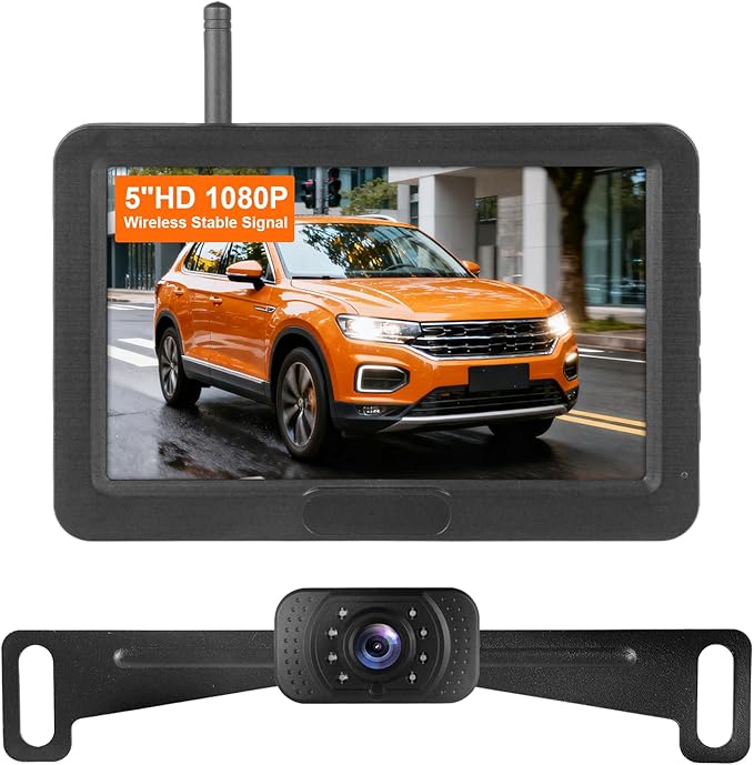 Wireless Revesing Camera with 5" Monitor Upgrade for Car Waterproof Backup Camera Digital Signal Wide View Night Vision System Back Up Cameras for 2014 Silverad Car Van SUV Truck Vehicles