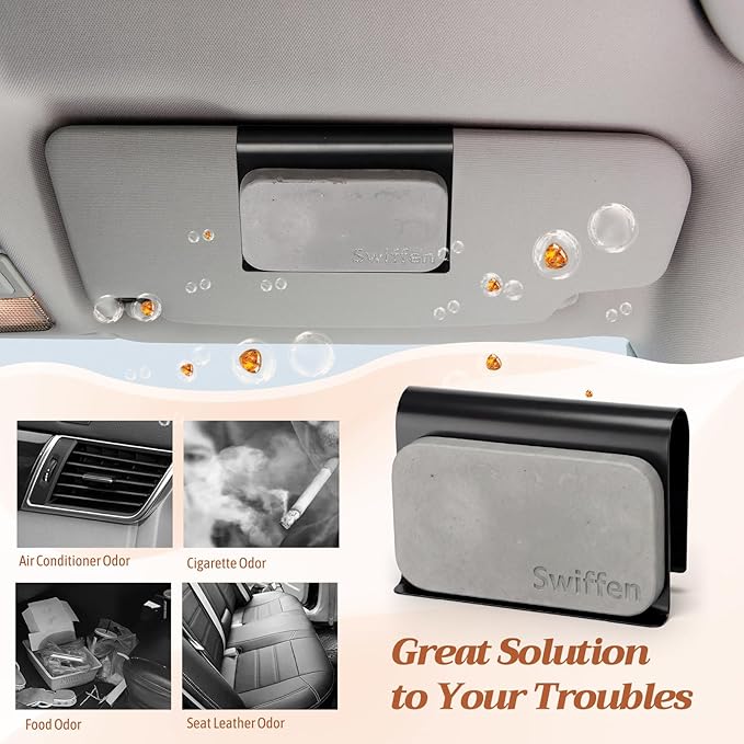 2 Pcs Car Air Freshener Set Stone Air Freshener Vehicle Scent Diffuser Car Odor Eliminator, 2 Long Lasting Scents Amber Tectona Grandis Refills, Metal Clip Included