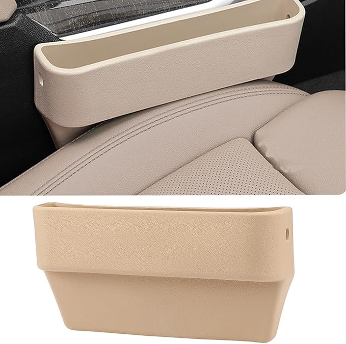 Car Seat Gap Filler Organizer, Seat Side Gap Plug with Storage Avoids Things Falling, Universal Fit Fill the Gap Between Seat and Console, Perfect for Car, SUV, Truck (Beige-1 Pack)