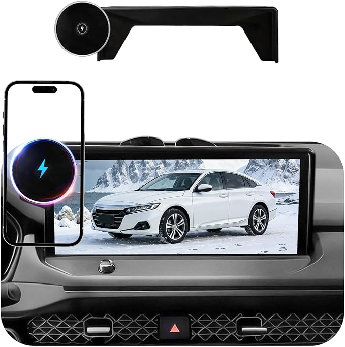 Car Phone Holder for Honda Accord (2023-2025 2026, 12.3"),MagSafe Car Mount Charger,Magnetic Phone Holder,15W Fast Wireless Charging, 360° & Hands Free,with Storage Box,Car Accessories for 11th Accord