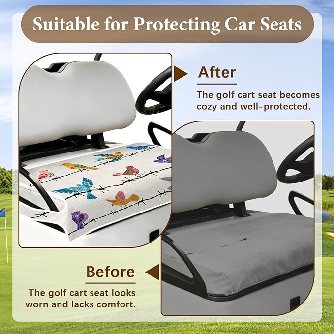 Golf Cart Seat Covers, Bird Golf Cart Seat Towel Blanket Club Car for Golf Lover Summer, Golf Cart Accessories, Keep Seat Comfortable and Cool for 2-Seat Golfs Carts, Gifts for Christmas Thanksgiving