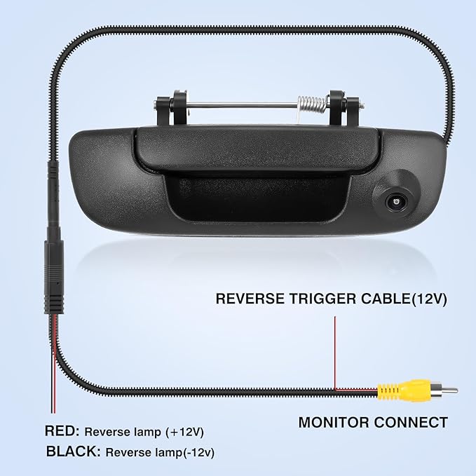 Tailgate Handle Backup Camera Fit for Dodge RAM 1500 2500 3500 2002-2008 Tailgate Reversing Rear View Park Assist Camera RCA Plug Replaces 55276237AA
