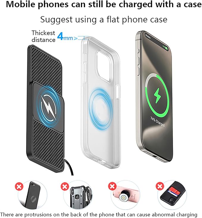 Wireless Car Charger Pad for Benz C 219 2004–2010,20W Fast Wireless Phone Charger Cell Phone Cordless Charging mat,Non-Slip Phone Charging,30cm Cable Type-C