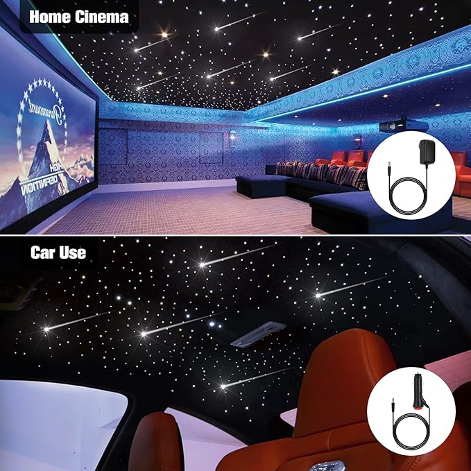 CHINLY 32W Meteor Twinkle 800pcs 13.1ft 0.03in Star Headliner Fiber Optic Lights kit+Shooting Stars Light kit,Music Mode Bluetooth APP Control Remote,RGBW Star Lights for Headliner/Ceiling/Theater