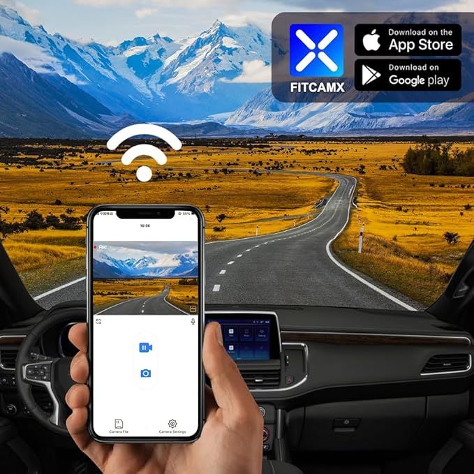 Fitcamx 4K Dash Cam Adapts for Chevy Tahoe 2021-2026 (HD2-4925, 6 or 8 Vents) LS LT RST Premier High Country, Integrated OEM Look, 2160P UHD Video, WiFi & APP, Loop Recording, G-Sensor, 64GB Card