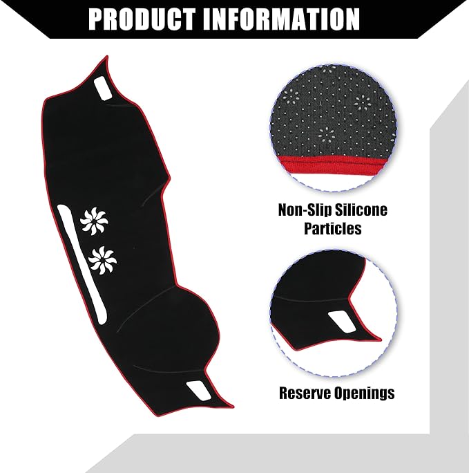 Dash Cover for Audi Q3 2019-2022 / Center Console Dashboard Cover/Non-Slip/Polyester / 1 Pcs Black Red