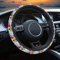 Yellow and Red Fan Steering Wheel Cover, Cute Print Steering Wheel Cover Protector, Ultra Thin Breathable Non-Slip, Car Accessories for Women, for Steering Wheel with a Diameter of 14.5"-15"