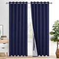 XWZO 100% Blackout Curtains 2 Panels with Tiebacks- Heat and Full Light Blocking Window Panels with Grommets for Bedroom, 84 Inches Long Thermal Insulated Draperies, Navy Blue, W70 x L84, Set of 2