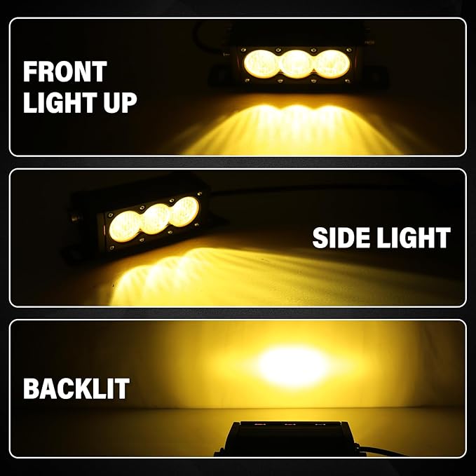 Willpower 2-Piece 6 Inch Single Row Amber LED Light Bar 30W Off-Road Light Bar Flood Beam LED Work Light Truck UTV 4x4 Cars SUVs ATVs Boats Fog Driving Light with Wiring Harness Kit