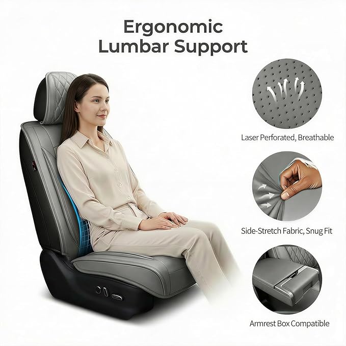 Fit TLX Car Seat Covers for Acura TLX 2014-2026 - Premium Leather, Waterproof, All-Weather, Airbag Compatible, Breathable, Easy Install, Seat Protectors, Only 2 Front seat Covers, Gray