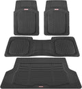 Motor Trend FlexTough Black Floor Mats for Cars & Cargo Mat Full Set - All Weather Front & Rear Rubber Automotive Floor Mats & Cargo Liner for SUV, Car, & Van - Interior Trunk Mat & Floors Cover