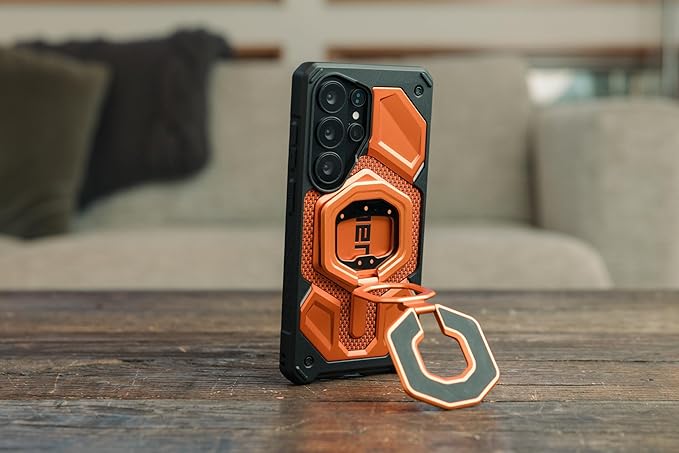 URBAN ARMOR GEAR UAG Magnetic Ring Stand Monarch Mag2 w/Built-in Bottle Opener - Ultra-Strong Double Magnet MagSafe Compatible Metal Phone Ring Grip 360 Rotation Kickstand, Burnt Orange