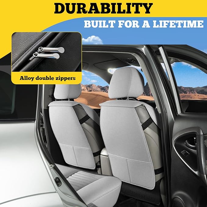 LINGVIDO Full Set Car Seat Covers, Faux Nappa Leather, Airbag Compatible and Waterproof Protectors for Sedans SUVs, Breathable Interior for Active Families, Pets, and Commuters (5 Seats, Gray)